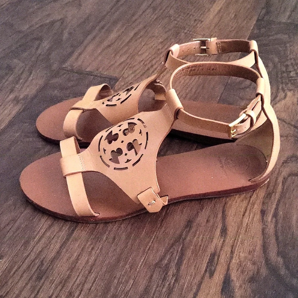 Tory Burch Zoey Leather Logo Sandal Size 8M